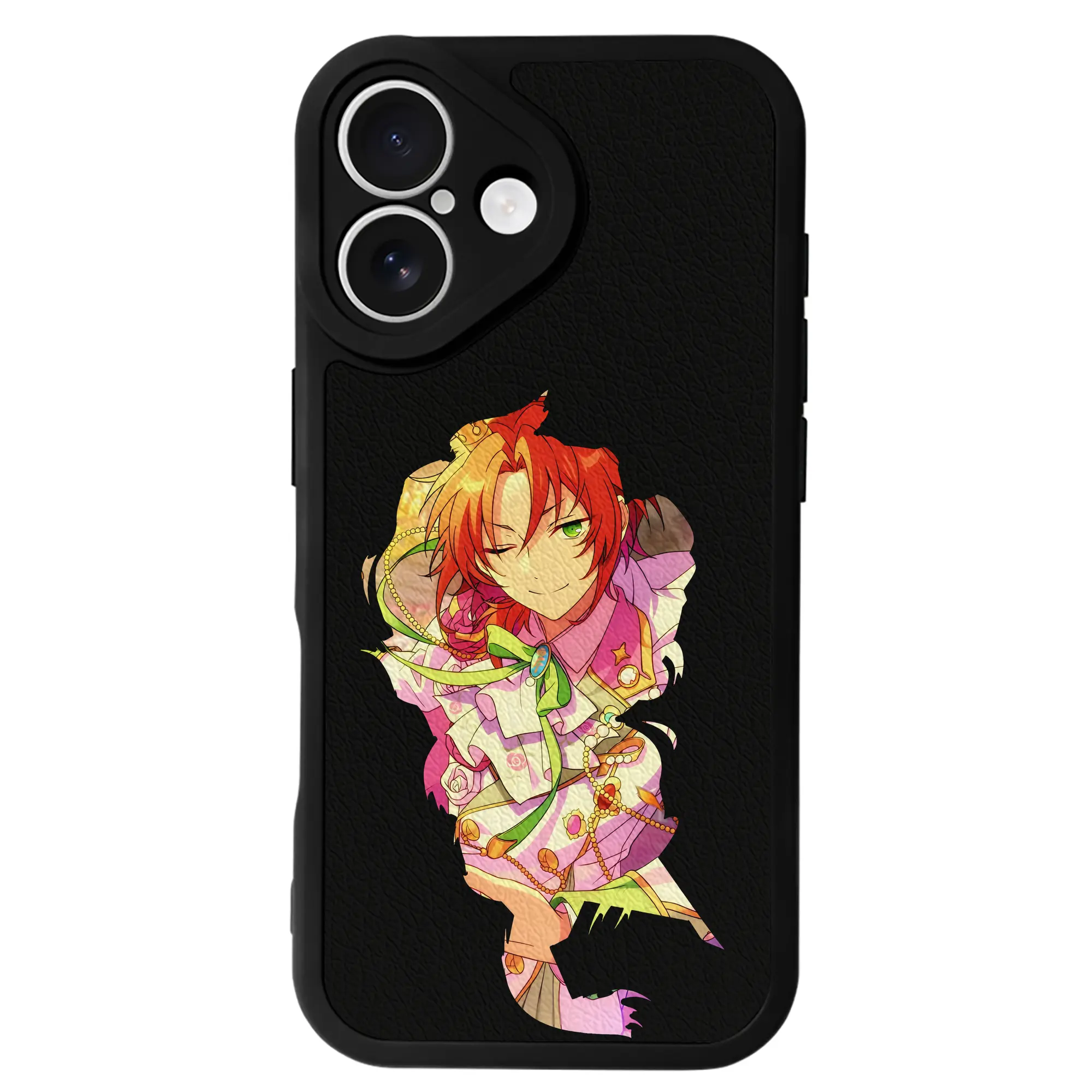 あんさん ぶる グッズ Knights 月永レオ - IPhone 16シリーズ対応 ・ シリコンスマホケース ・ レザー調 ・ 高精度フィット ・ 耐衝撃 ・ ワイヤレス充電対応 ・ 精密カット